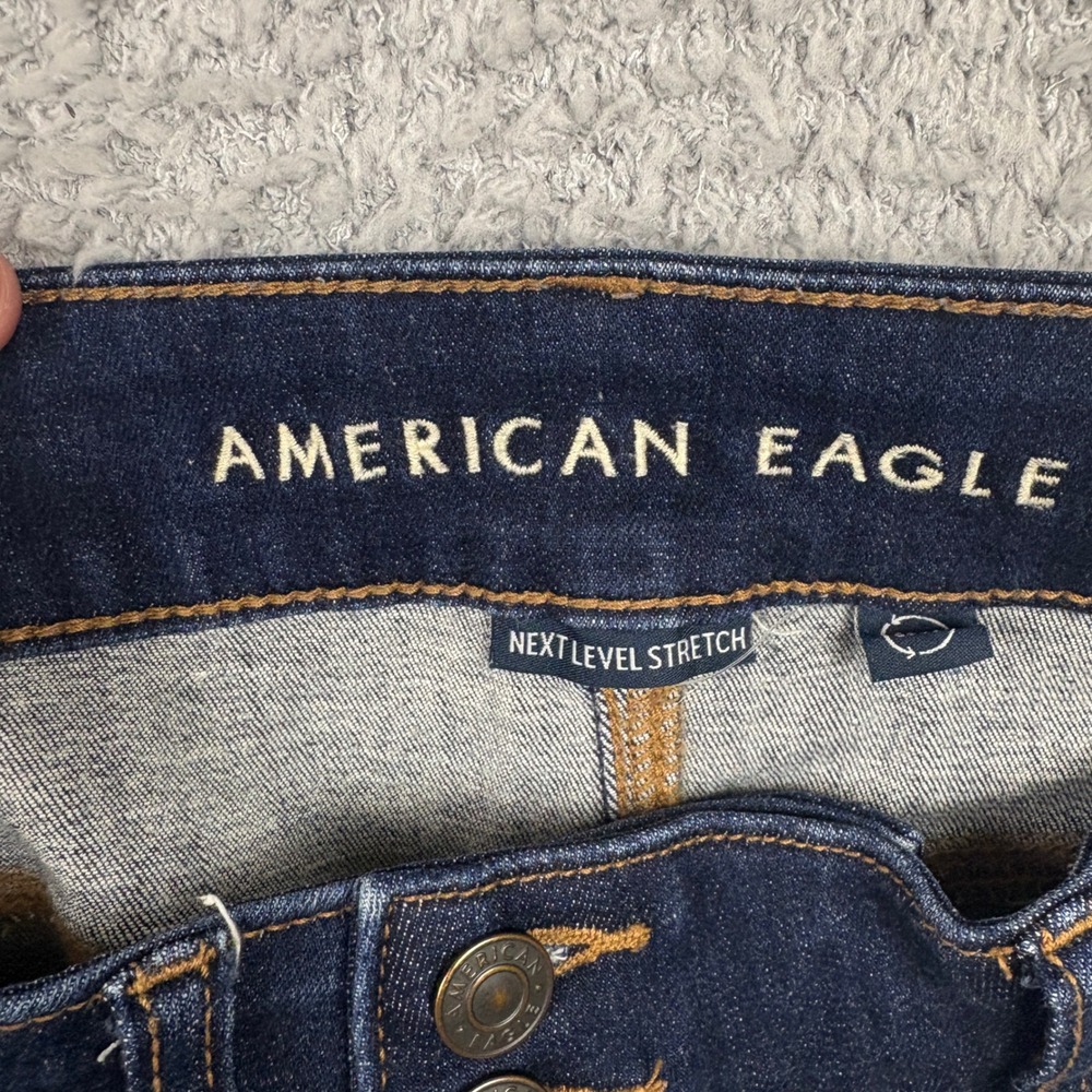 American Eagle Kick Boot Jeans Womens 10 Blue Next Level Stretch Dark Wash Denim - Picture 5 of 9